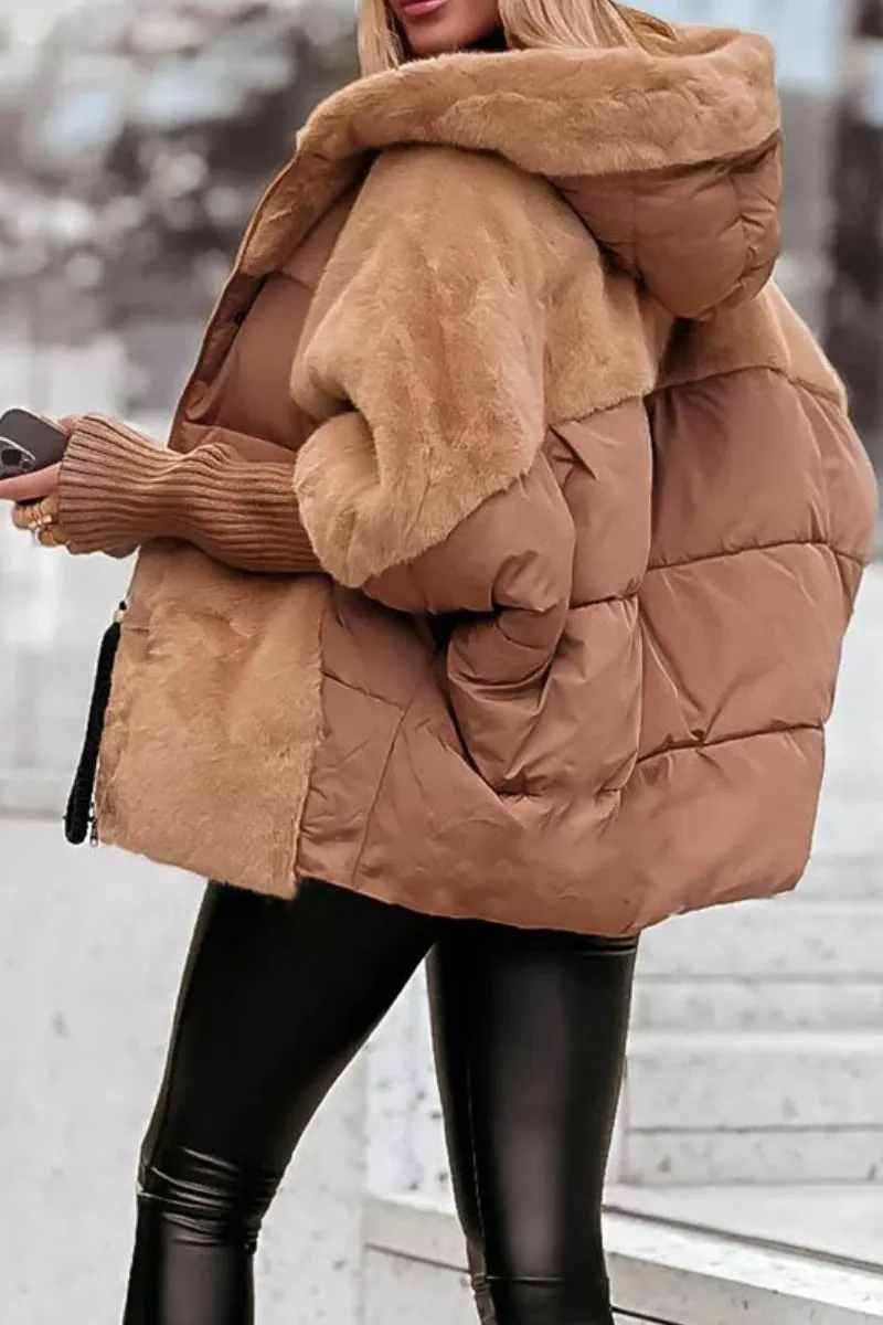 Winterjacke Damen Oversized mit Teddyfutter