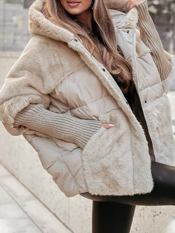 Winterjacke Damen Oversized mit Teddyfutter