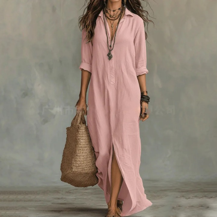 Xandra | Damen Maxi Hemdblusenkleid