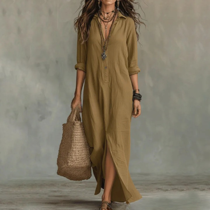 Xandra | Damen Maxi Hemdblusenkleid