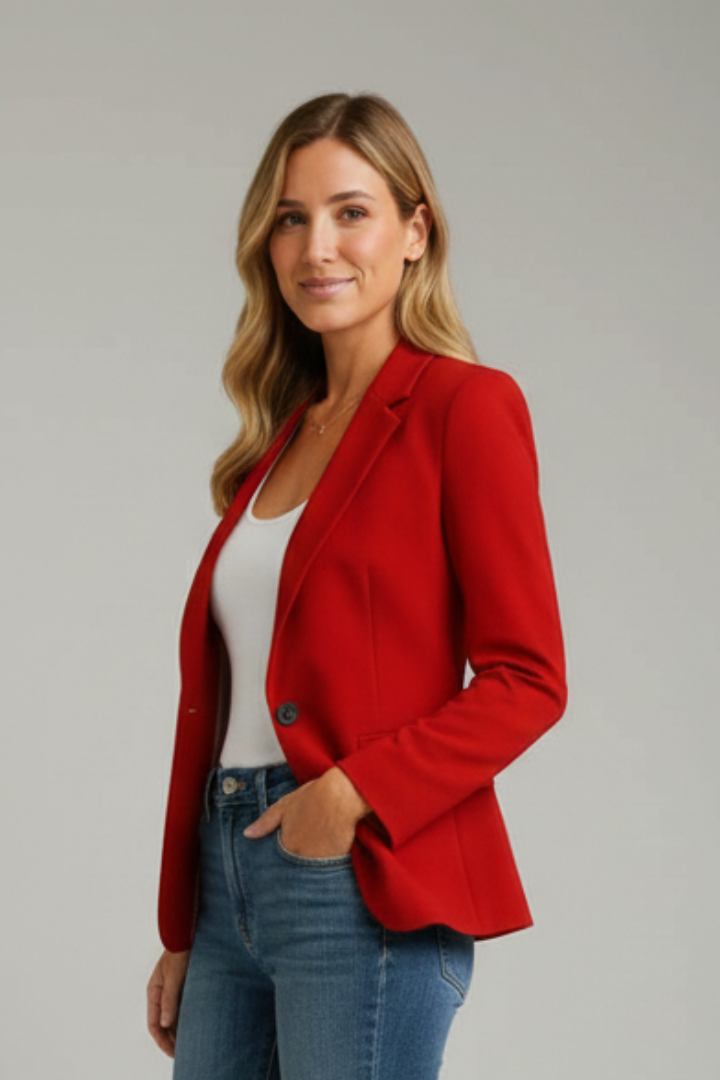 Xenia | Damen Roter Blazer mit Kerbe Revers
