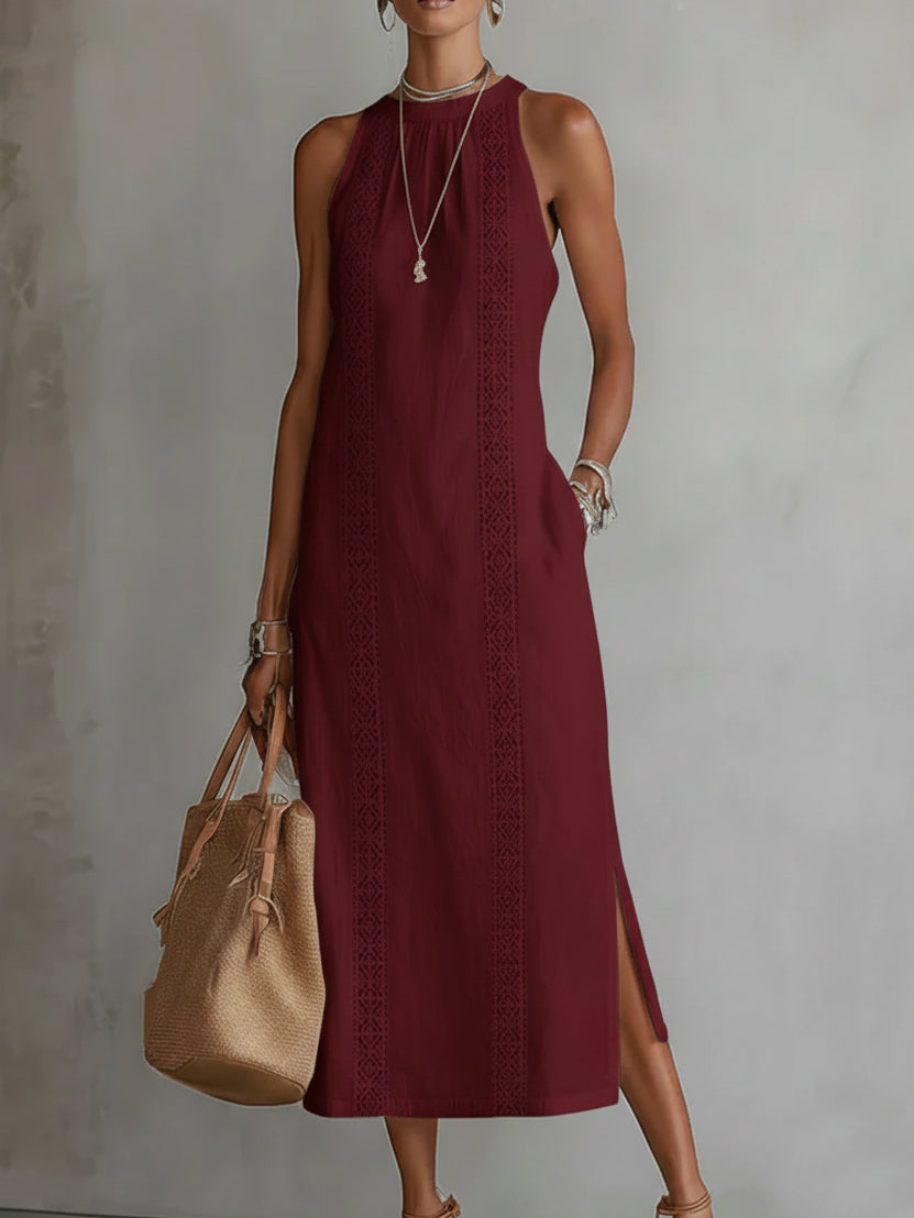 Zenobia | Damen Ärmeloses Midikleid mit Stehkragen