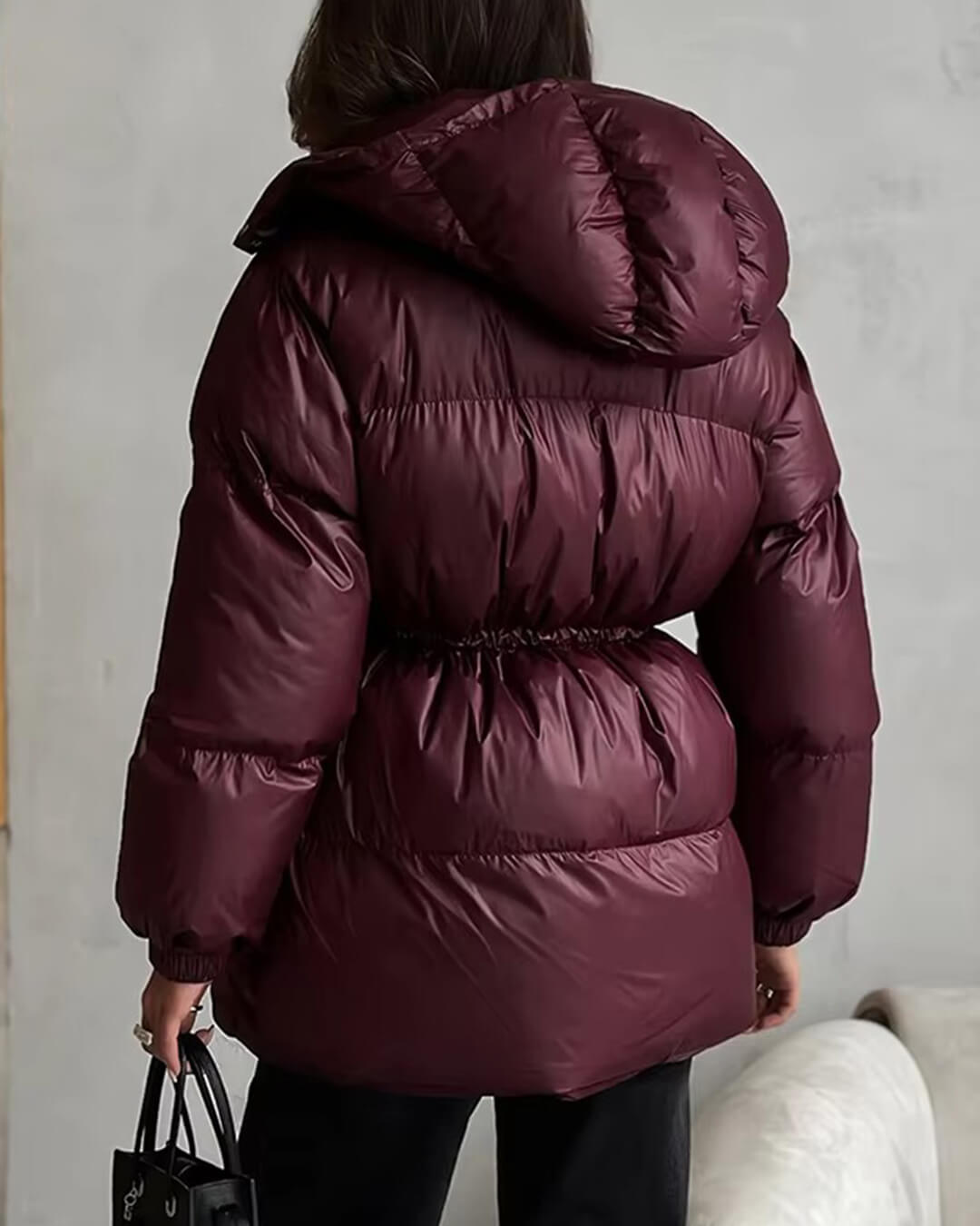Pauline | Winter-Steppjacke für Damen mit Kordelzug und Glanzfinish