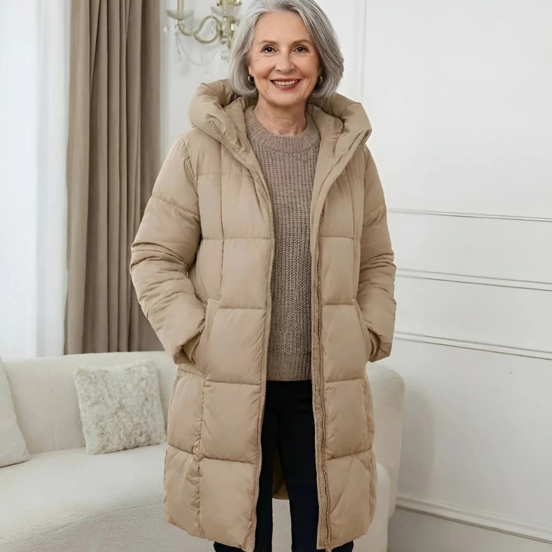 Zora | Damen Lange Winterjacke mit Kapuze